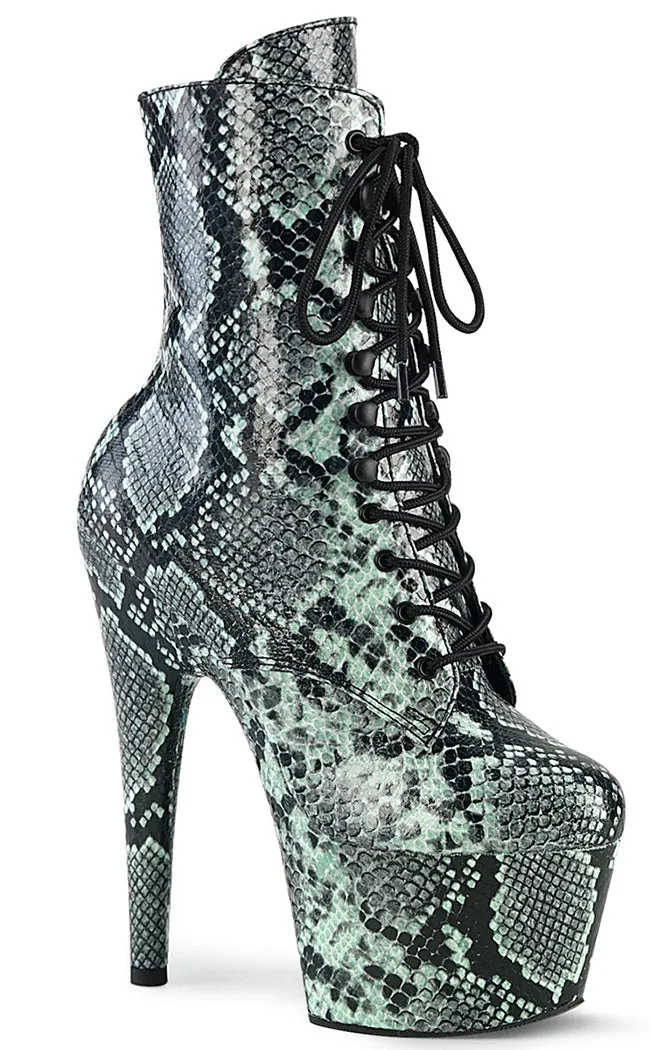 ADORE-1020SPWR Mint Snake Print Ankle Boots