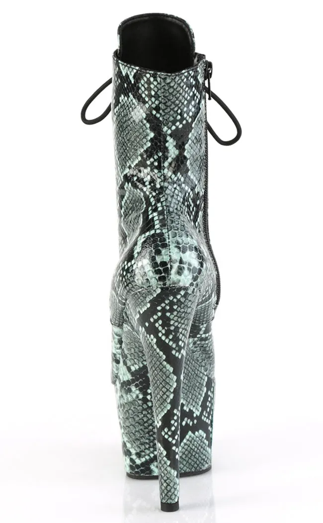 ADORE-1020SPWR Mint Snake Print Ankle Boots