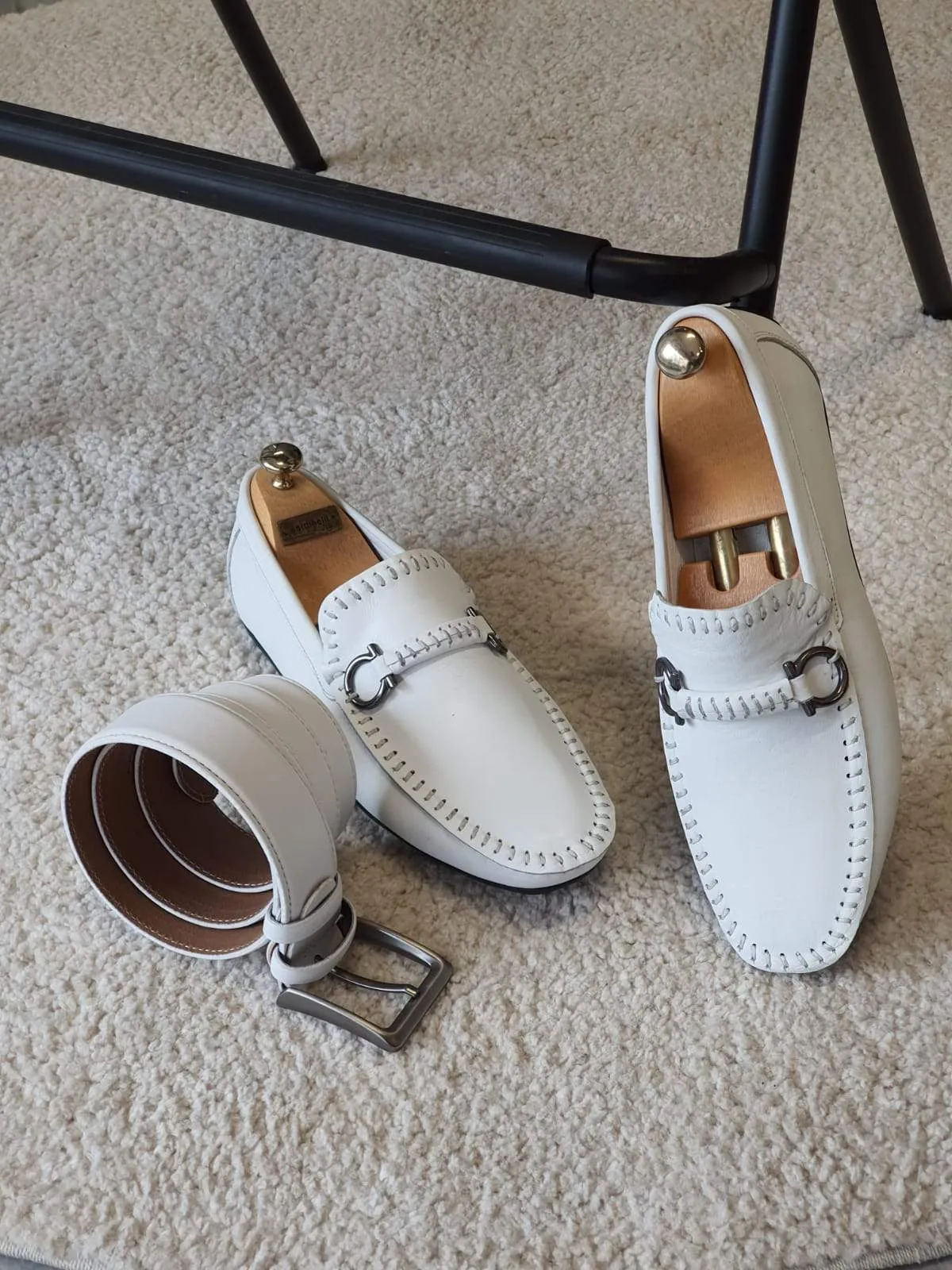 Antonio White Slip On Bit Loafers