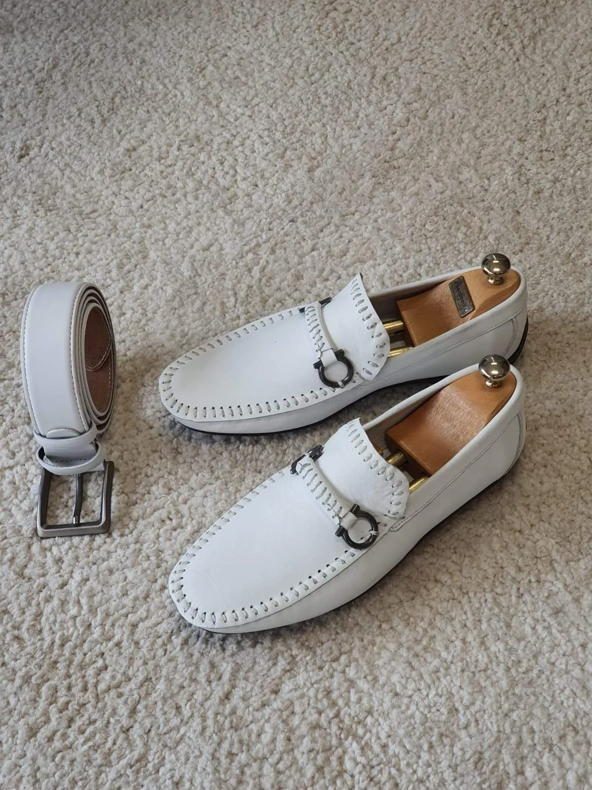 Antonio White Slip On Bit Loafers