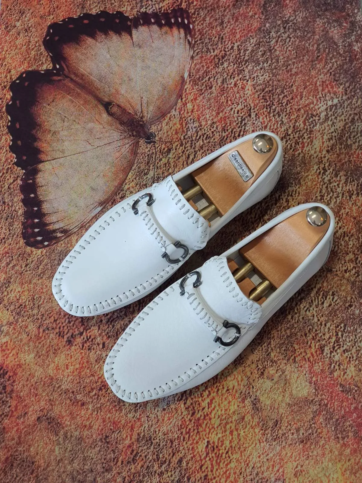 Antonio White Slip On Bit Loafers