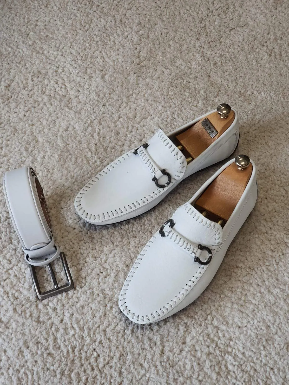 Antonio White Slip On Bit Loafers