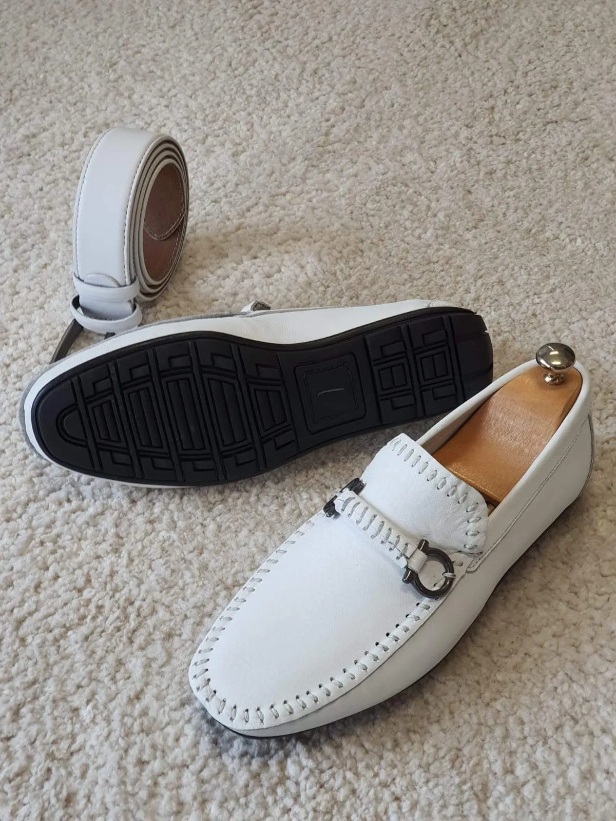 Antonio White Slip On Bit Loafers