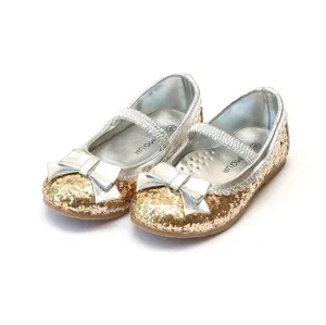 Ariel Glitter Bow Elastic Strap Flat