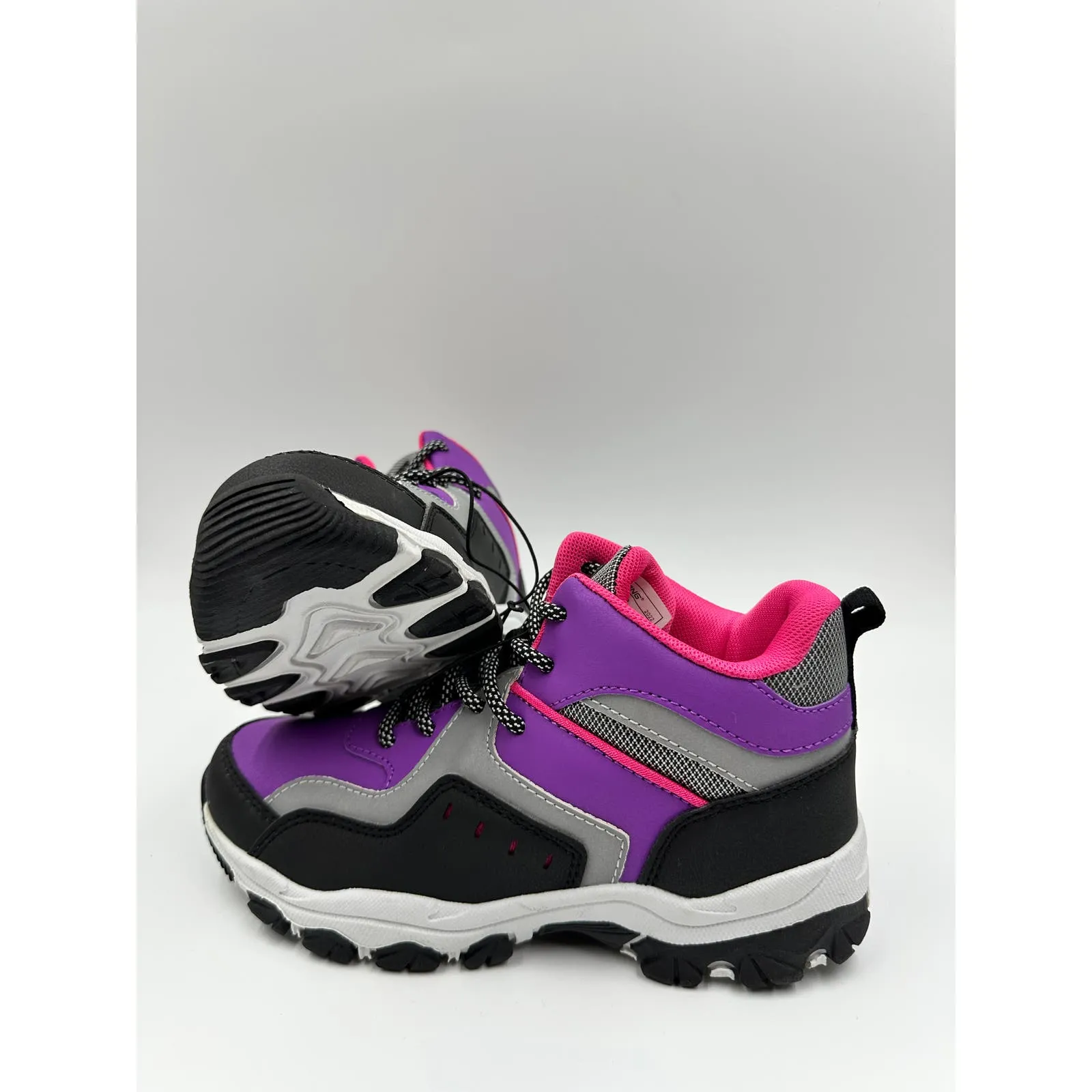 Big Kid Size 3, High Top Purple Pink and Black Hikers w/ Gray Accents