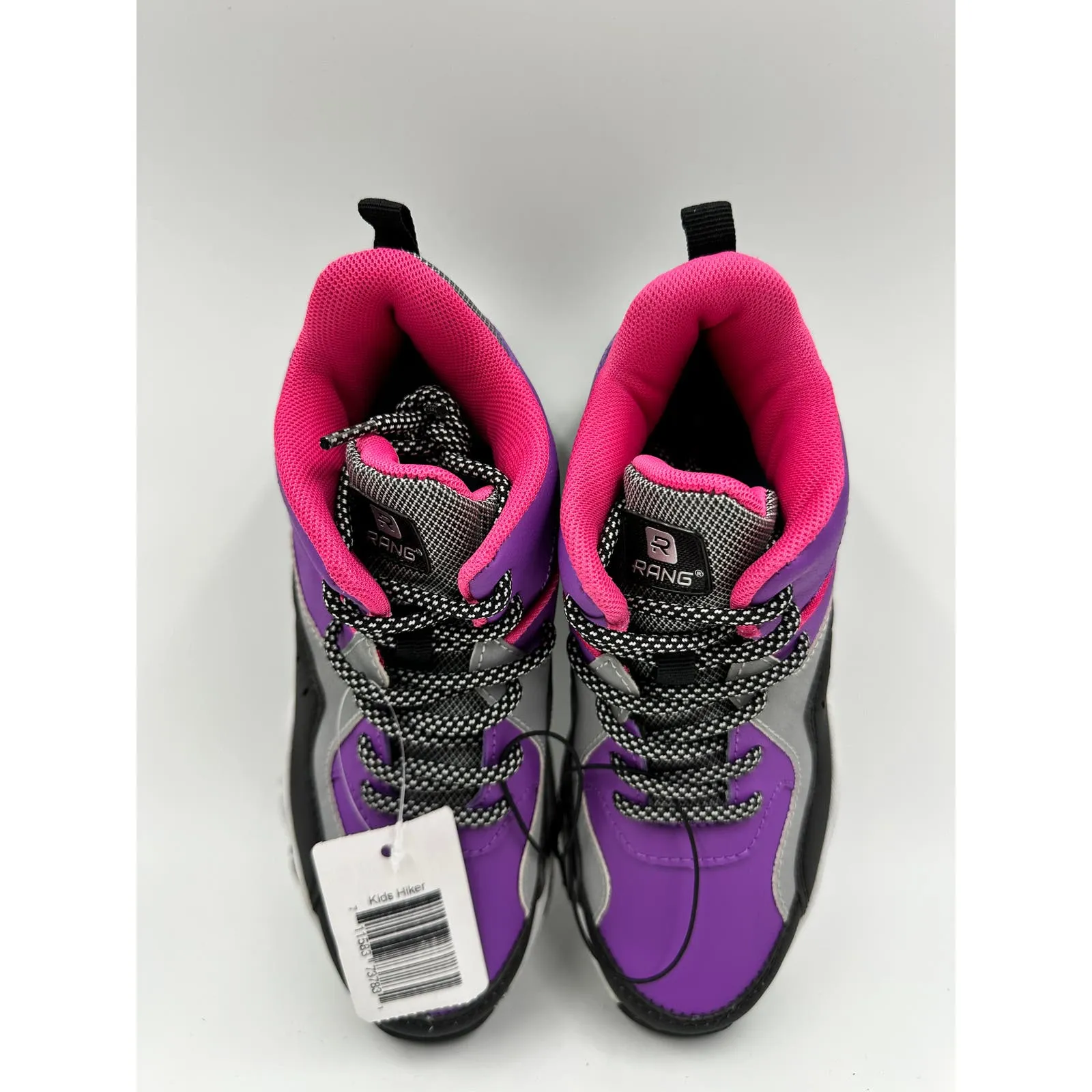 Big Kid Size 3, High Top Purple Pink and Black Hikers w/ Gray Accents