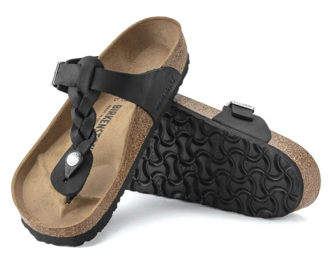 Birkenstock Gizeh Braided Oiled Leather Black 1021349