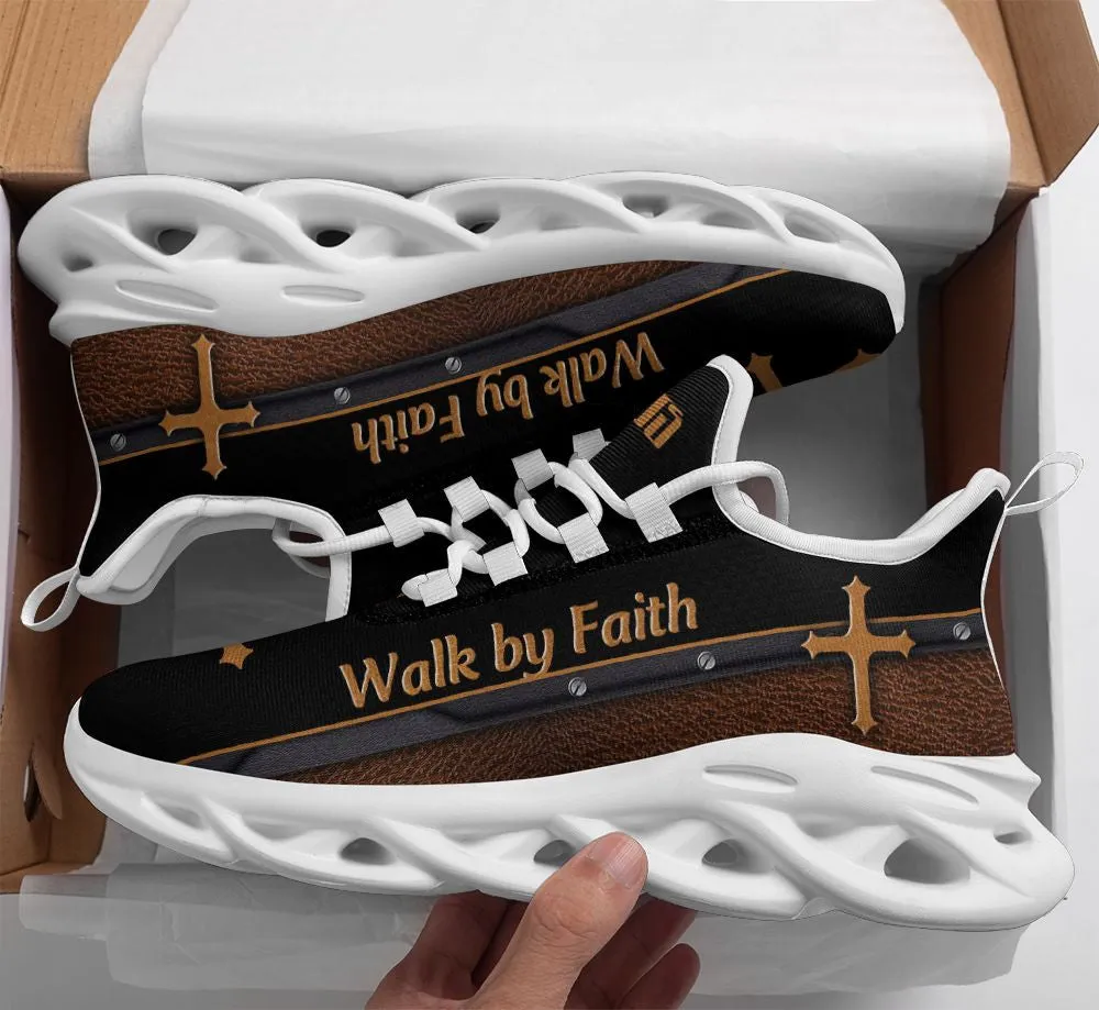 Black Jesus Walk By Faith Running Sneakers 1 Max Soul Shoes - Christian Shoes For Men And Women