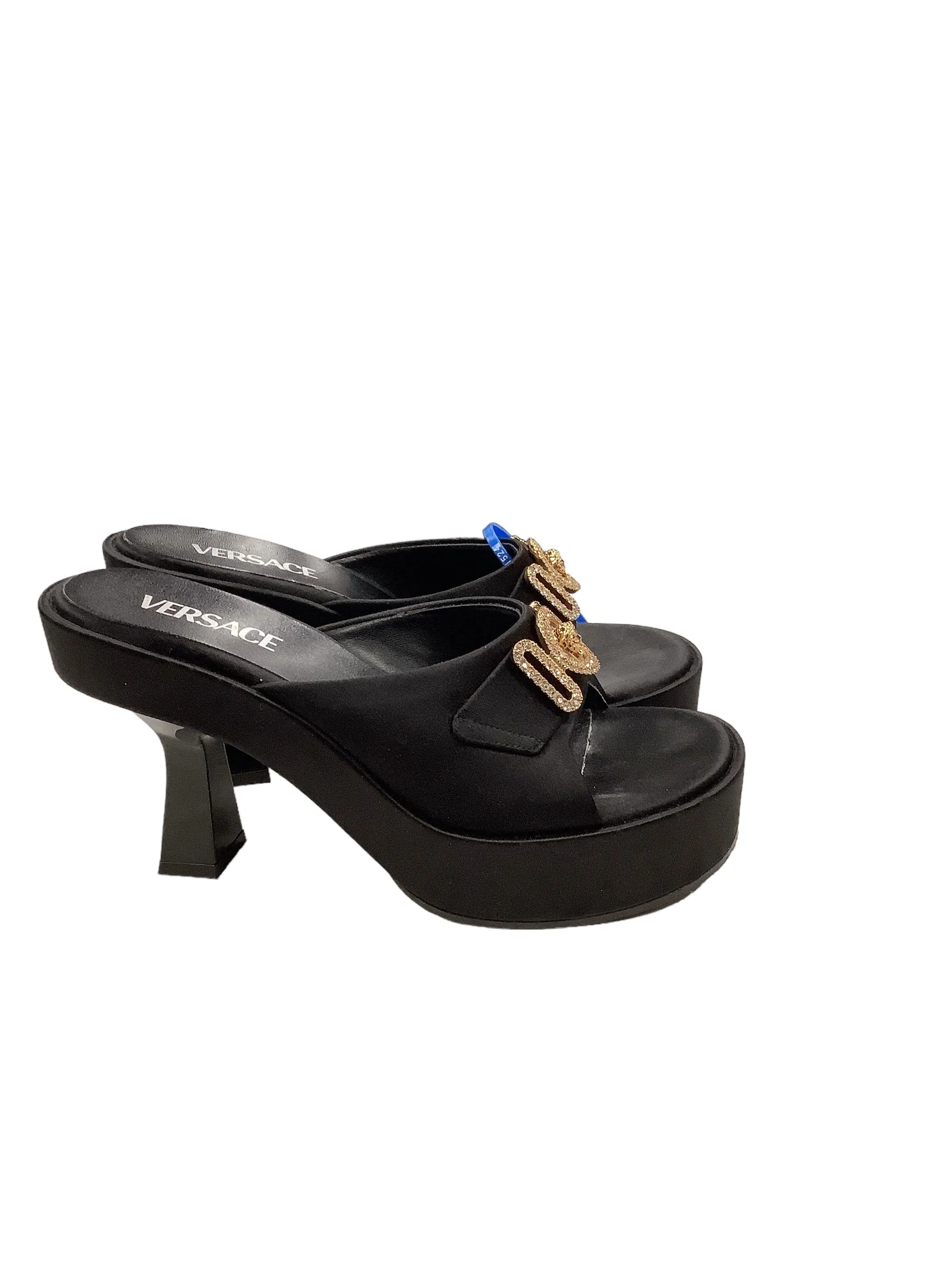 Black Sandals Luxury Designer Versace, Size 8