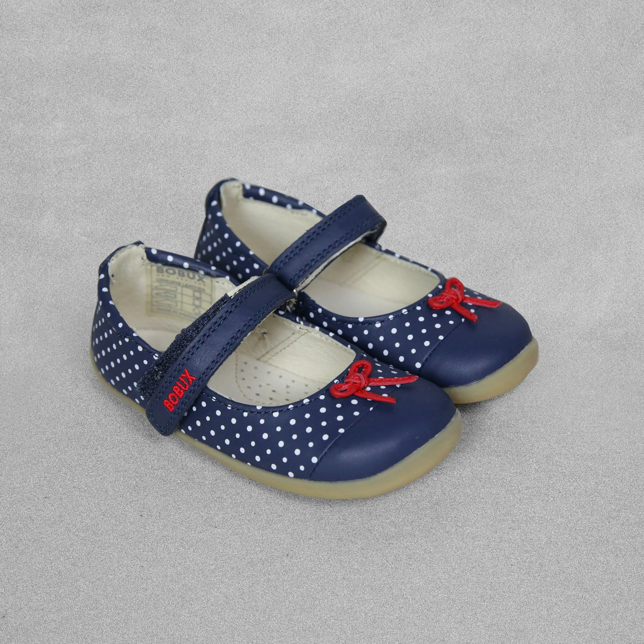 Bobux Step Up 'Ballet Navy / White dots' First Walker Shoe - UK 5 / EU 22