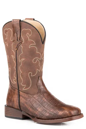 Boy's Roper Cognac Faux Croc Western Boot