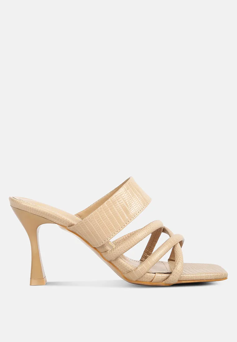 Chiri Criss Cross Strap Spool Heel Sandals