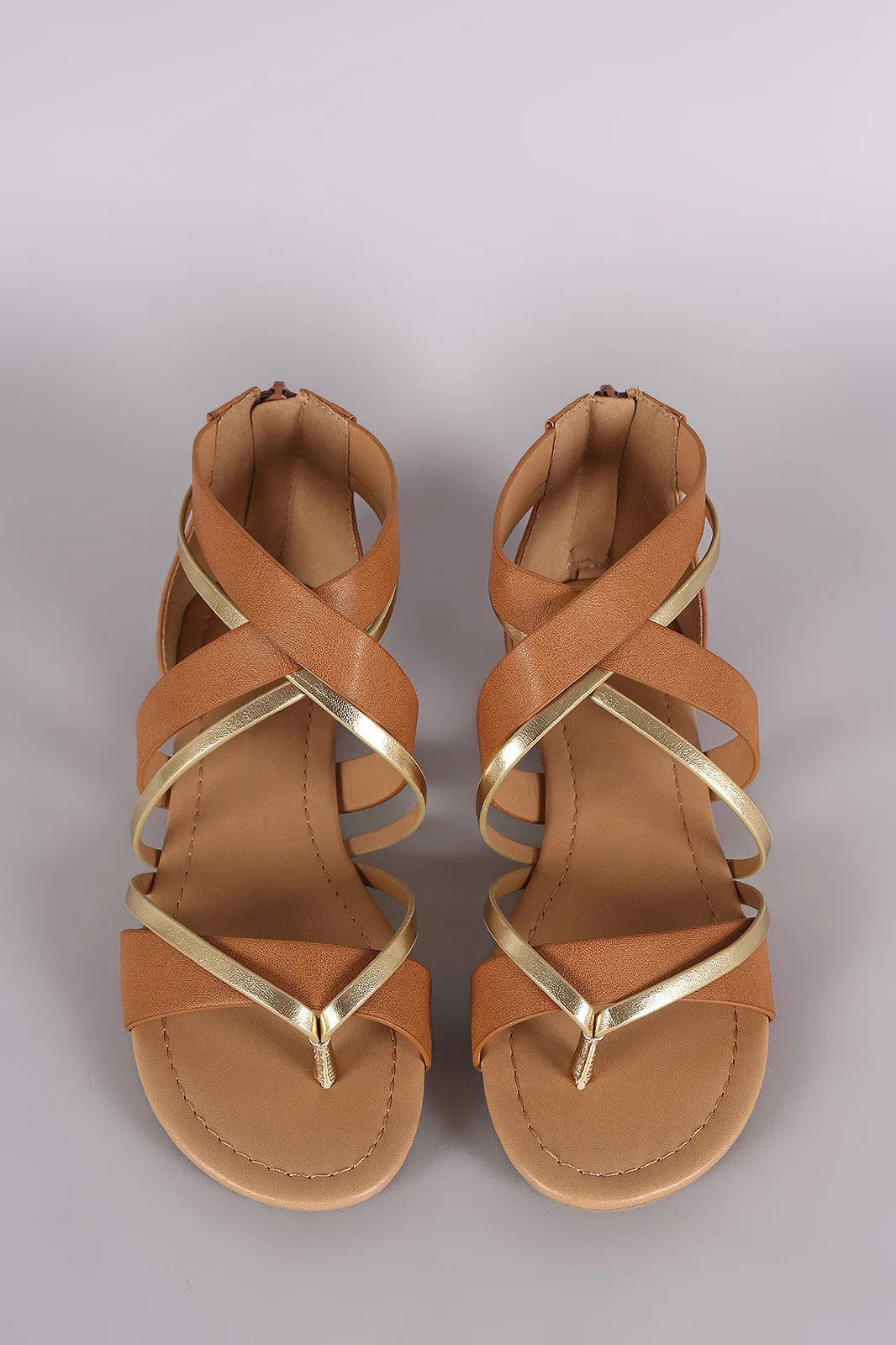 City Classified Two Tone Crisscross Flat Sandal