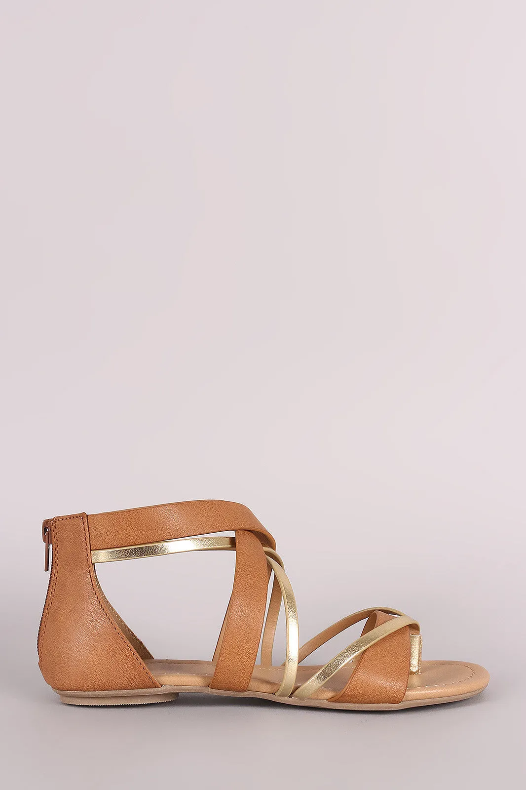 City Classified Two Tone Crisscross Flat Sandal