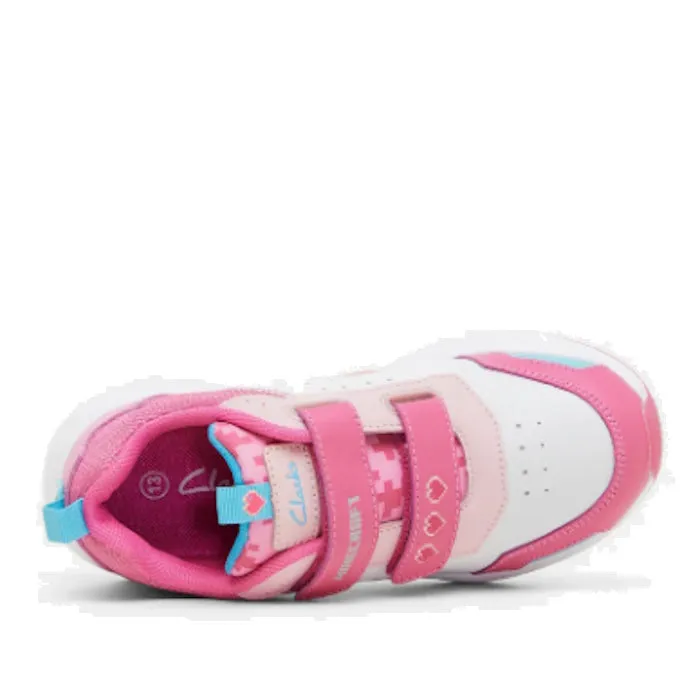 Clarks Hendy Pink/White Minecraft Trainer Shoes