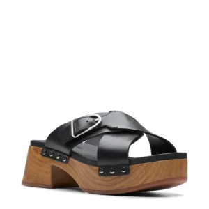 Clarks Women's Sivanne Walk Heeled Slide Sandal in Black