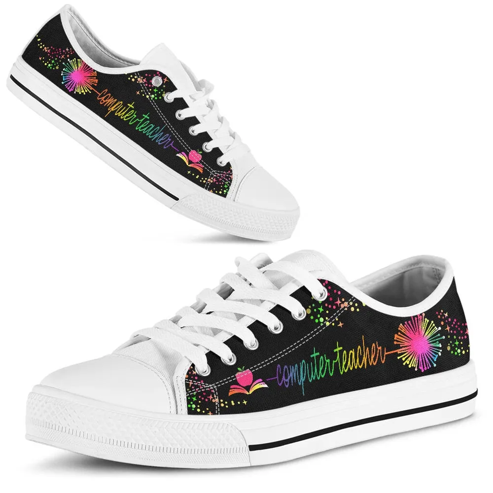 Computer Teacher Dandelion Art Color Shoes, Teacher Shoes, Low Top Sneakers