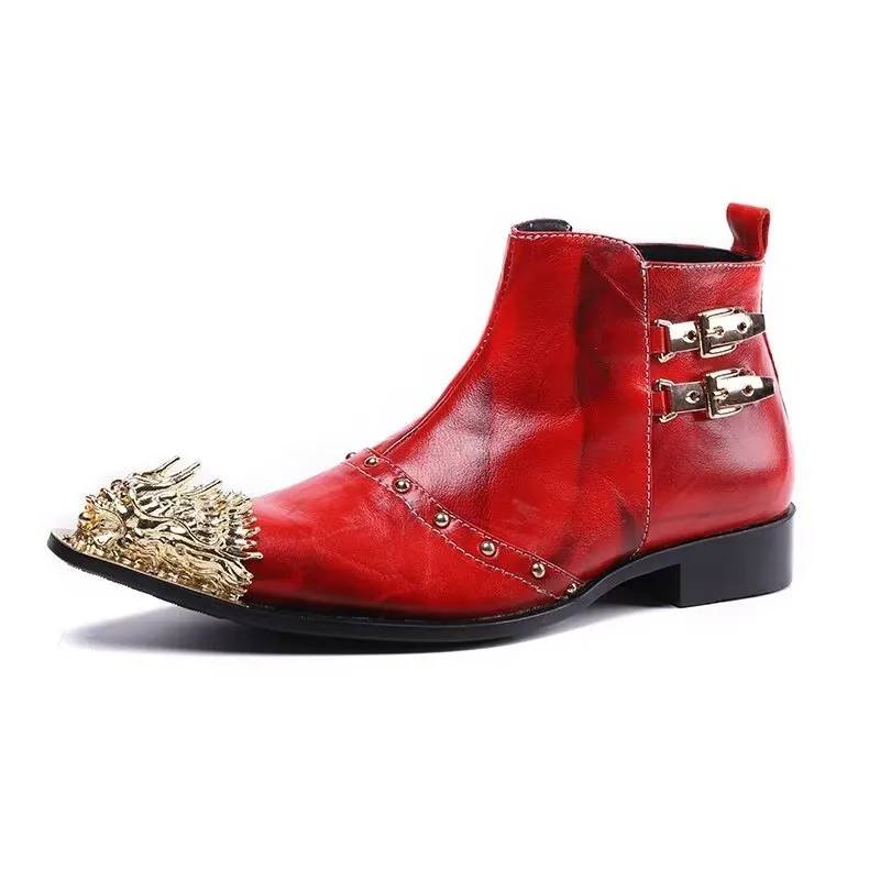 CrocLuxe Exquisite Croc-Texture Leather Dress Boots