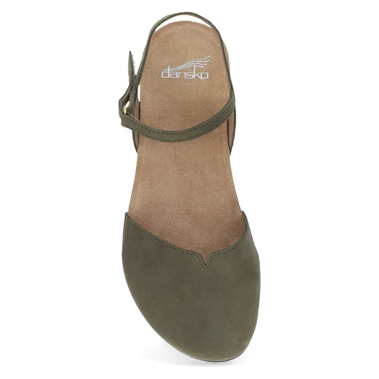 Dansko Women's Rowan Closed Toe Sandal in Ivy Green Nubuck