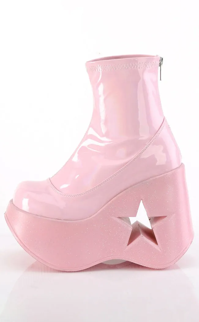 DYNAMITE-100 Baby Pink Holo Ankle Boots