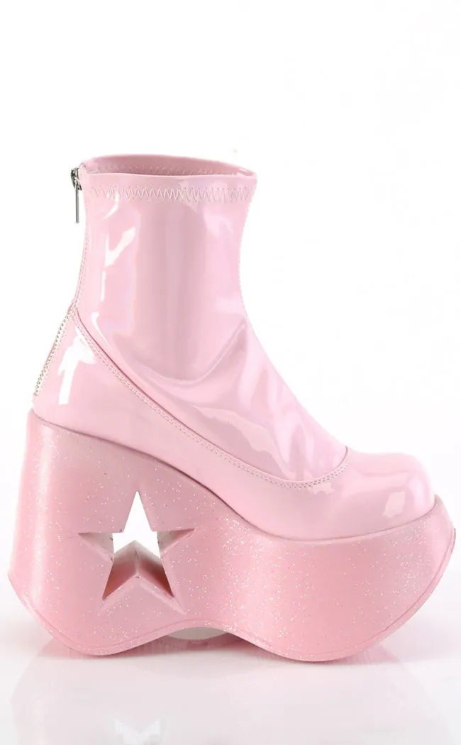 DYNAMITE-100 Baby Pink Holo Ankle Boots