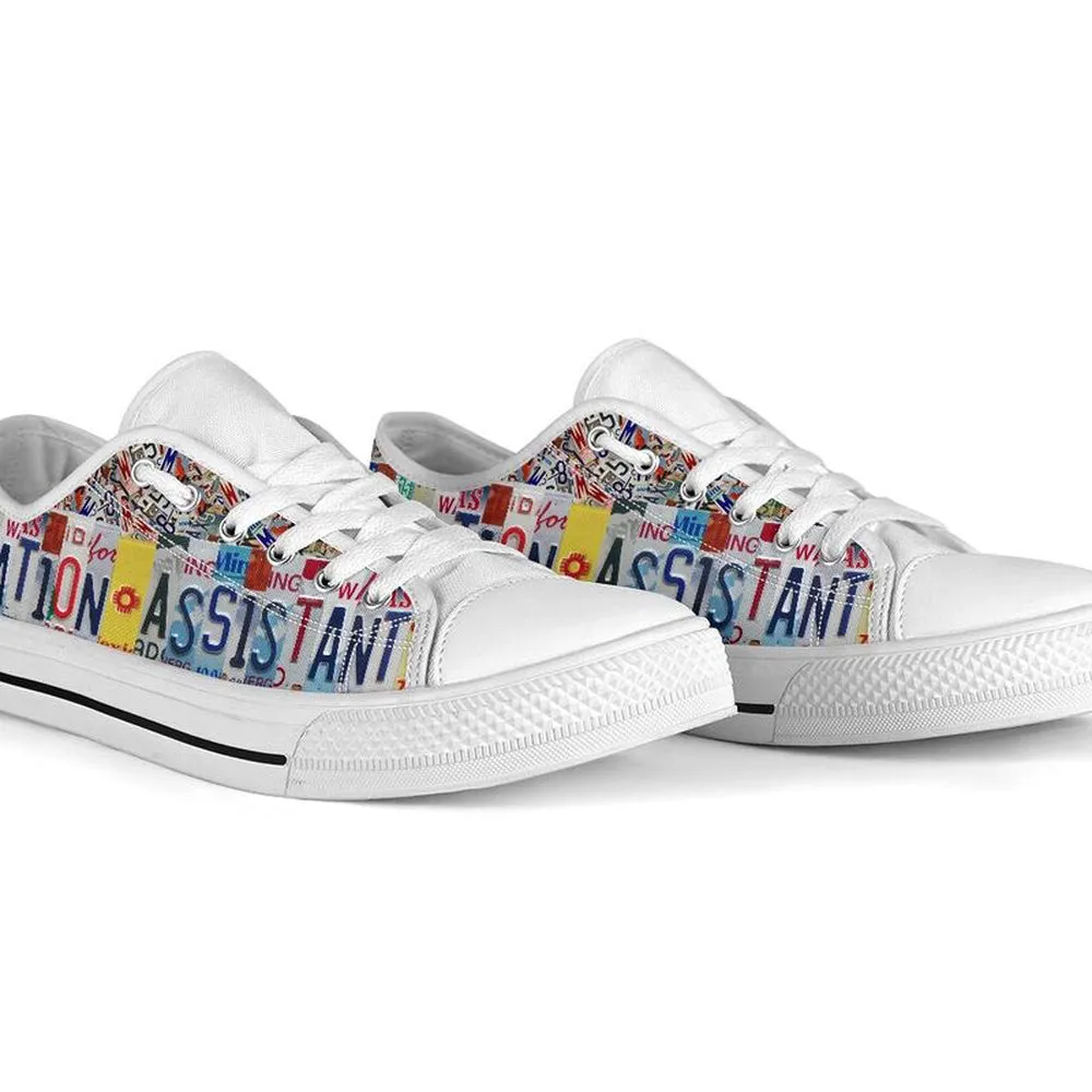 Education Assistant Inspire License Plates Low Top Shoes, Teacher Shoes, Low Top Sneakers