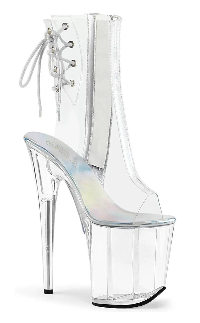 FLAMINGO-1018C Clear Platform Ankle Boots