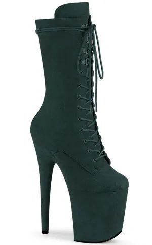 FLAMINGO-1050FS Emerald Green Suede Mid Calf Boots