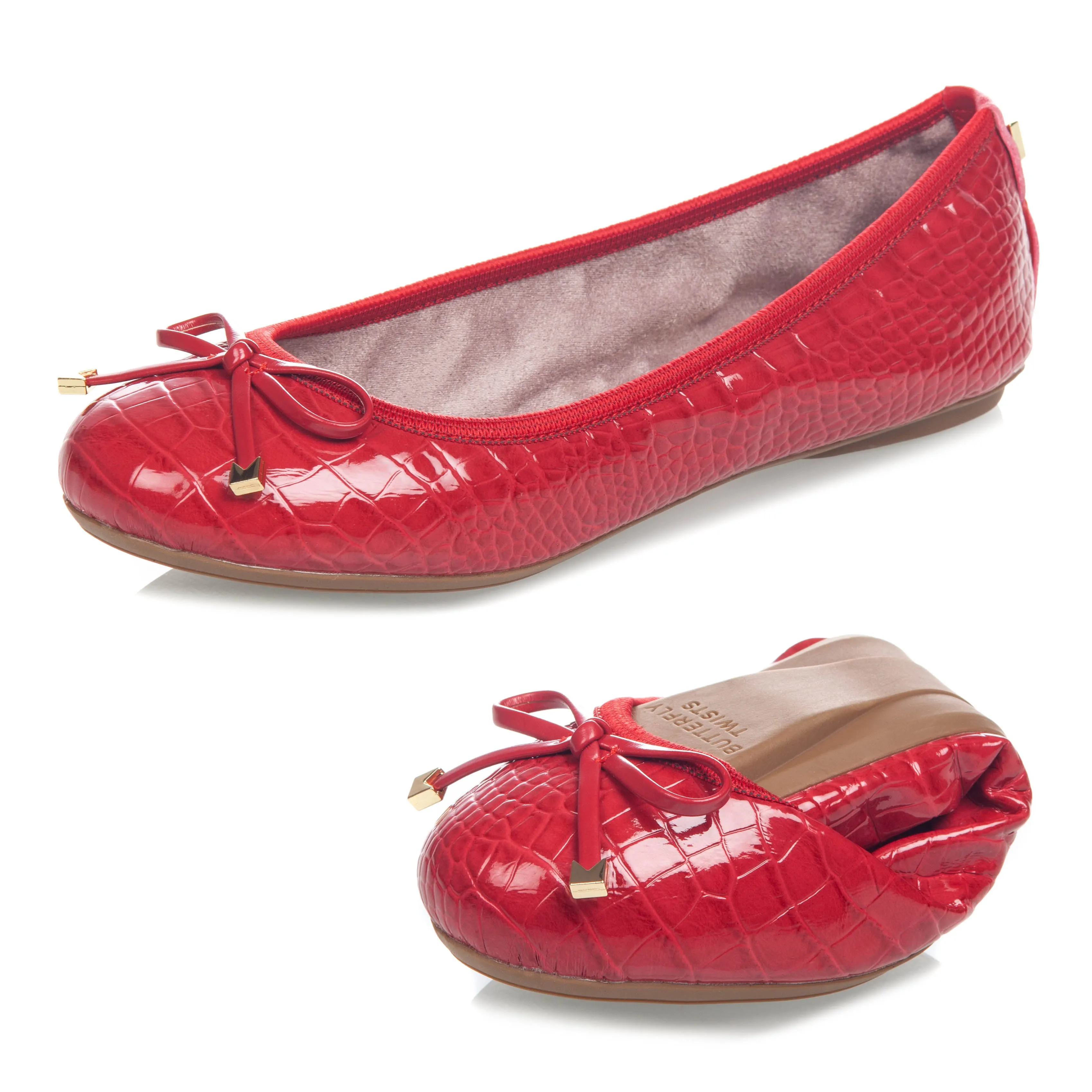 FRANKIE Ballet Flat Shoes - Red Patent Croc