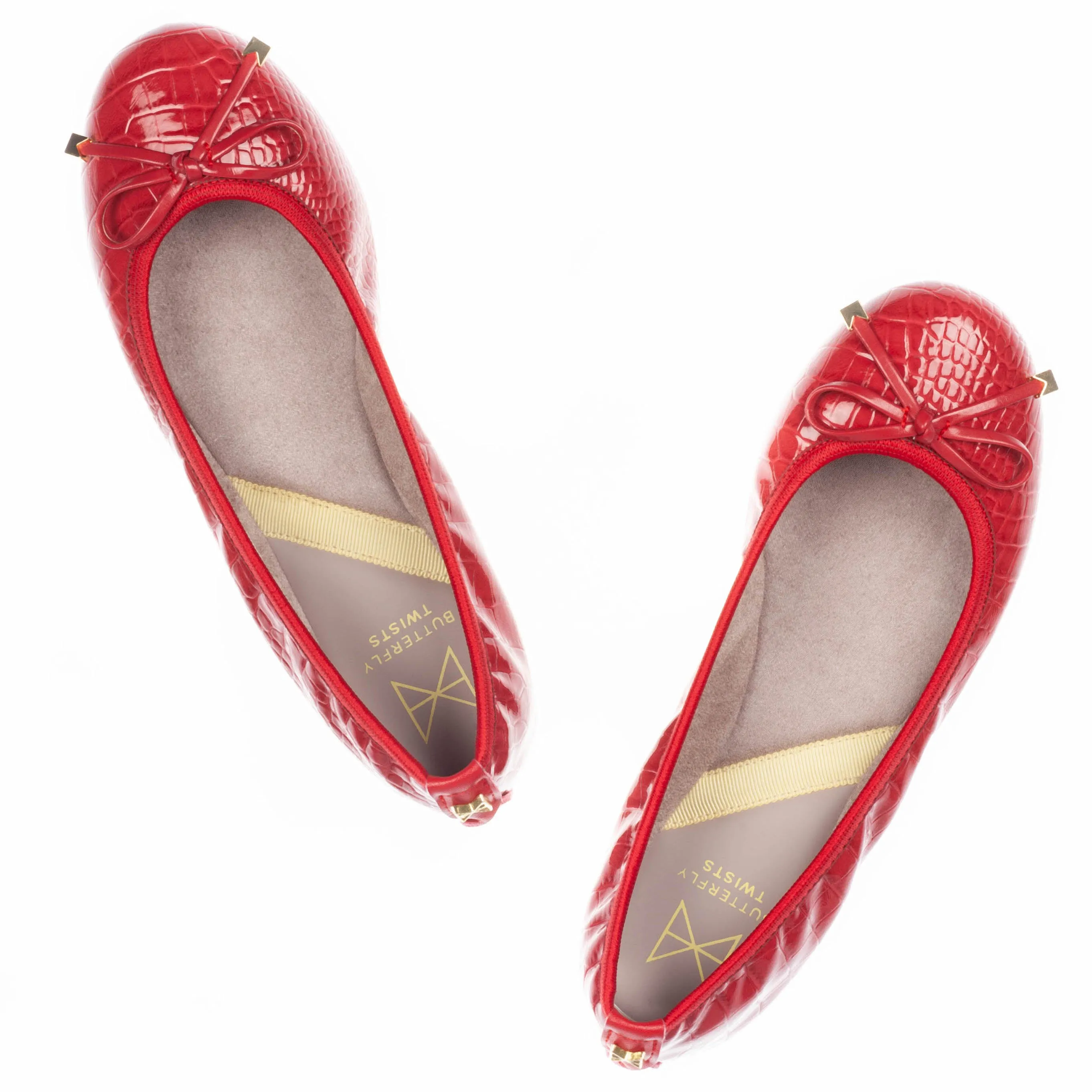 FRANKIE Ballet Flat Shoes - Red Patent Croc