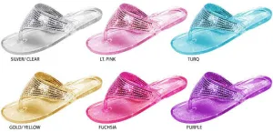 girls glitter jelly slide flip flops with sequin embellishments Case of 72