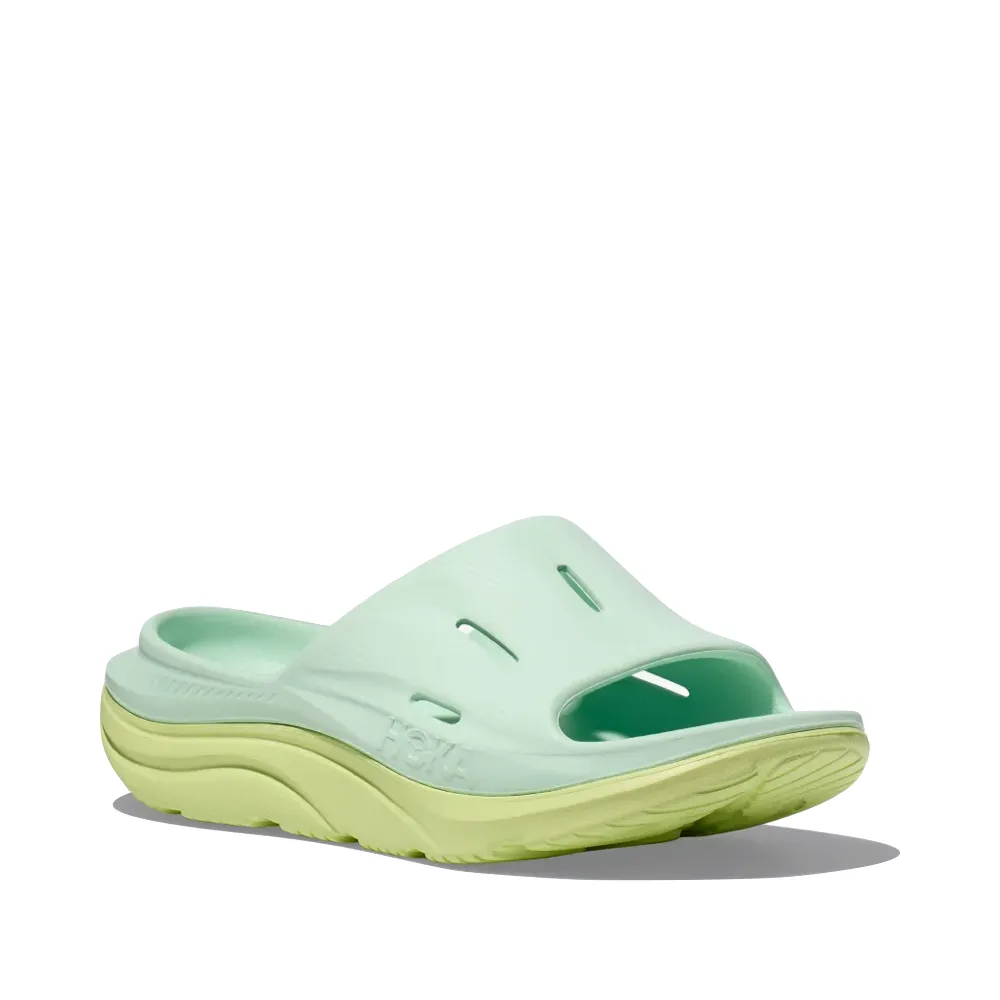 Hoka Ora Recovery Slide Sandal 3 in Aqua Breeze/Celery Juice