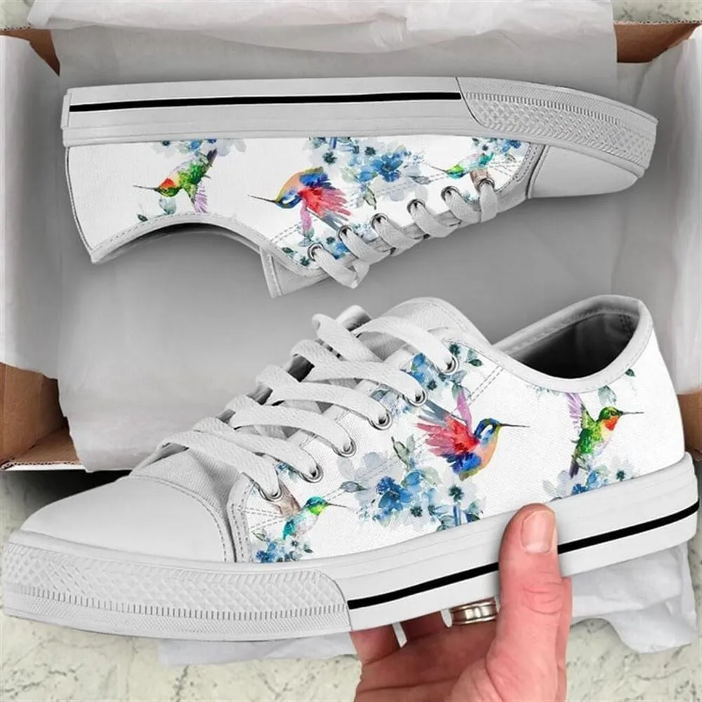 Hummingbird Watercolor Low Top Shoes, Animal Print Canvas Shoes, Print On Canvas Shoes