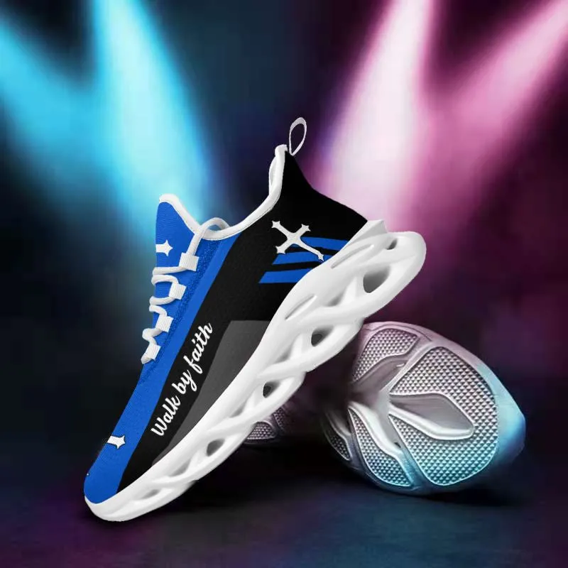 Jesus Blue Walk By Faith Running Sneakers 2 Max Soul Shoes - Christian Shoes For Men And Women