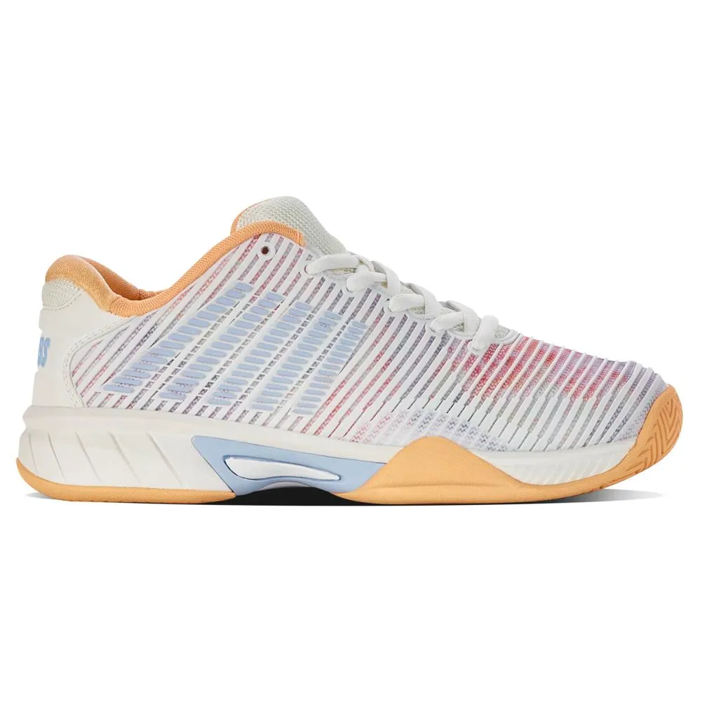 Juniors` Hypercourt Express 2 Tennis Shoes Star White and Peach Fuzz