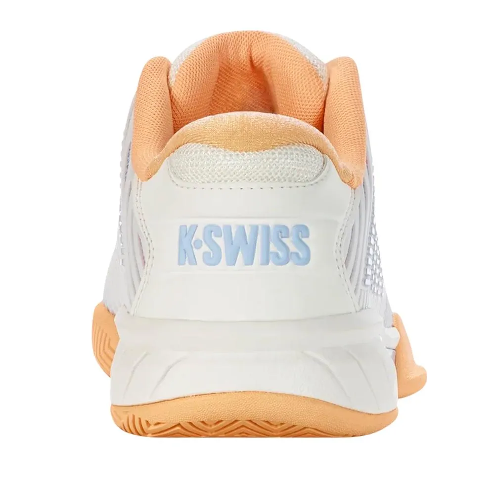 Juniors` Hypercourt Express 2 Tennis Shoes Star White and Peach Fuzz