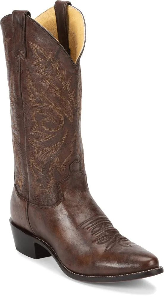 Justin Buck Dark Brown J-Toe Western Boots for Men