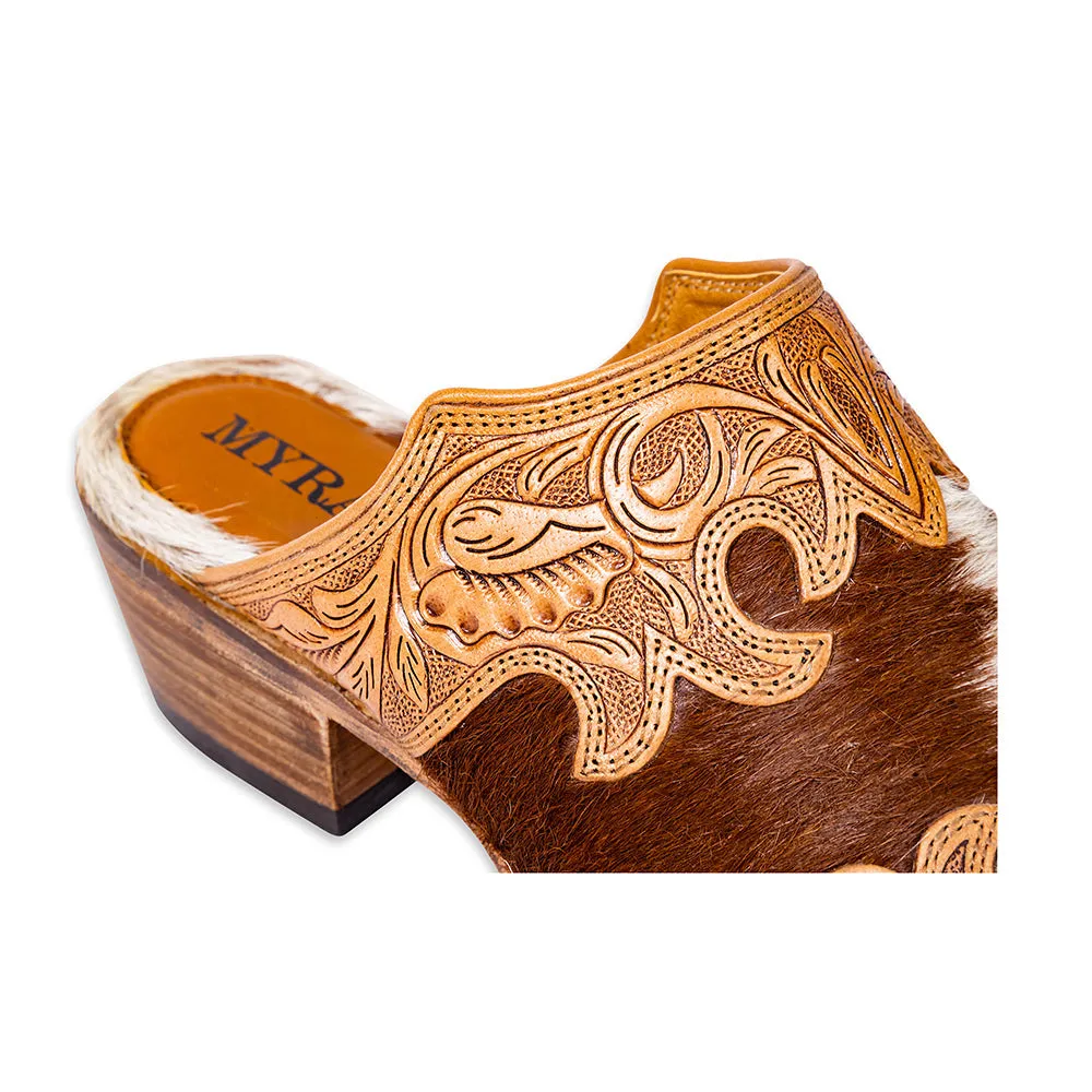 Lacey Hand-tooled Leather Mules