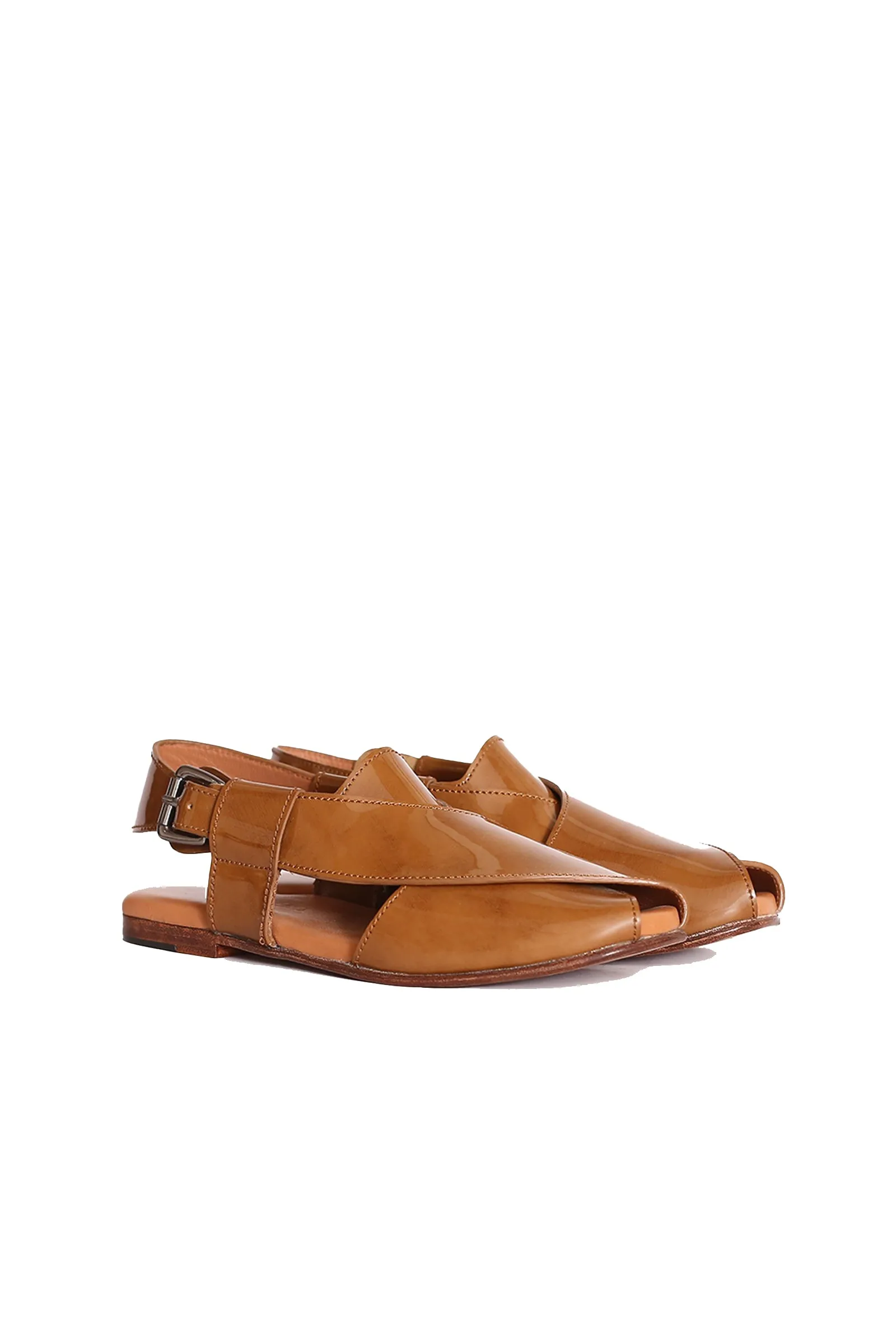 Lane Flat Leather Peshawari Sandals For Women