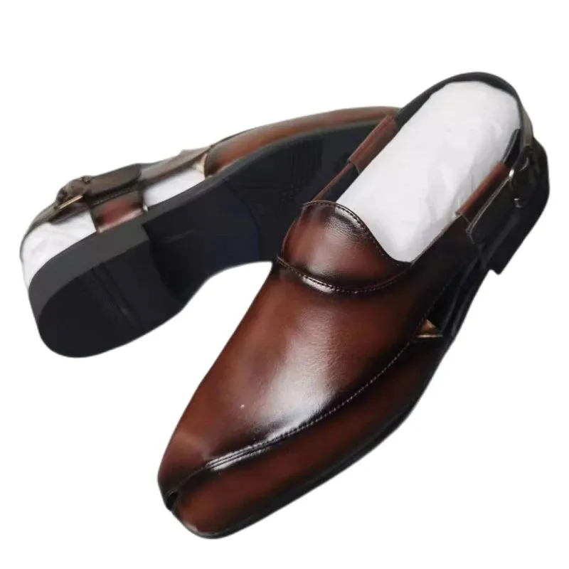 Leather Buckle Strap Mules Shoes