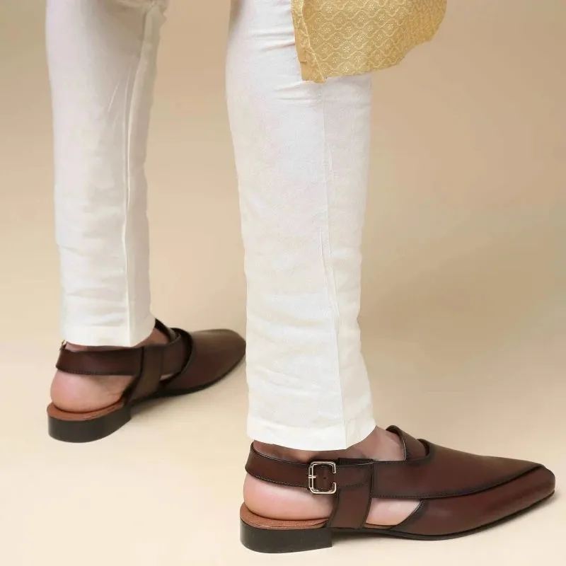 Leather Buckle Strap Mules Shoes