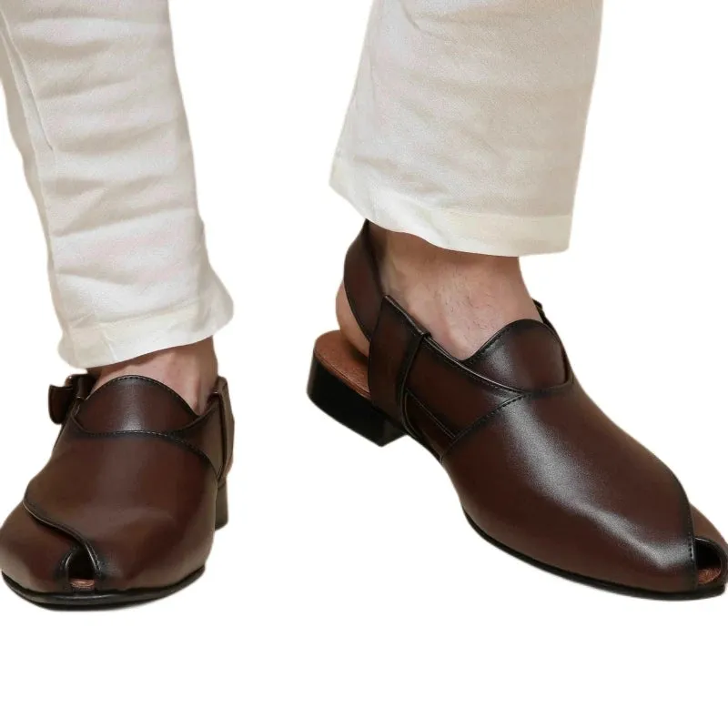 Leather Buckle Strap Mules Shoes