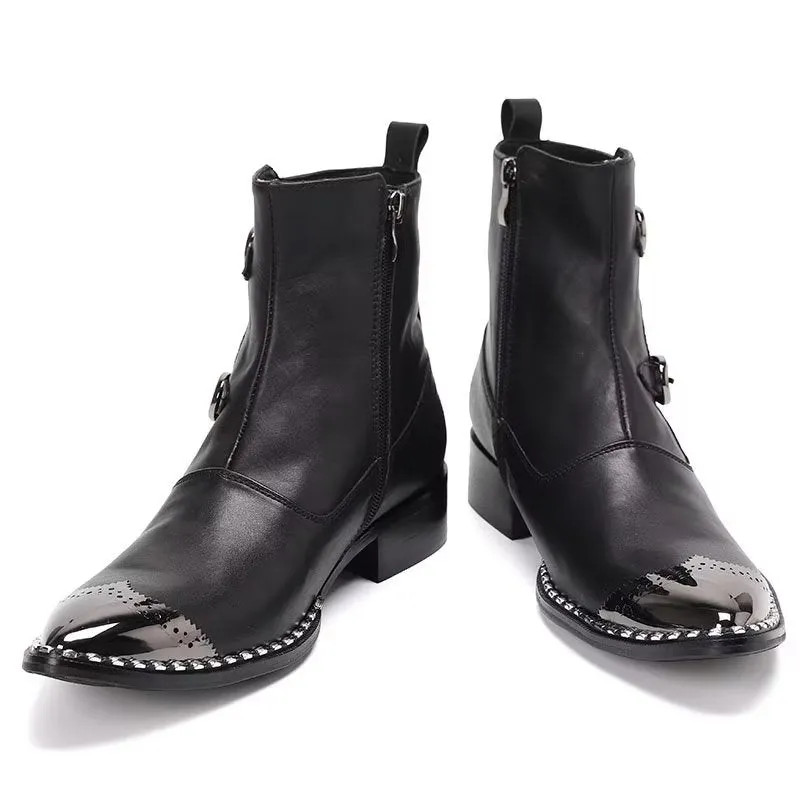 LeatherLuxe Zipper Ankle Boots: Elegant Footwear Essential