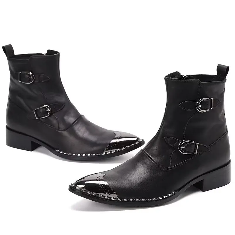 LeatherLuxe Zipper Ankle Boots: Elegant Footwear Essential