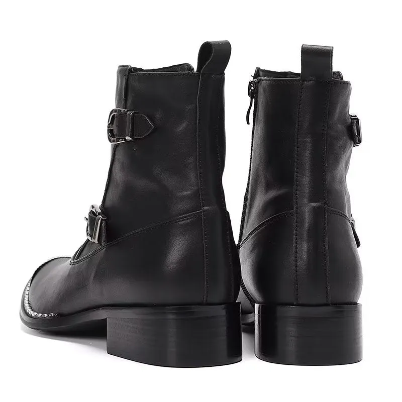 LeatherLuxe Zipper Ankle Boots: Elegant Footwear Essential