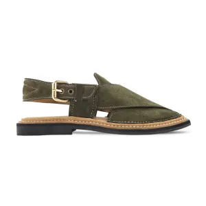 Lige - Men's Olive Green Kid Suede Sandal