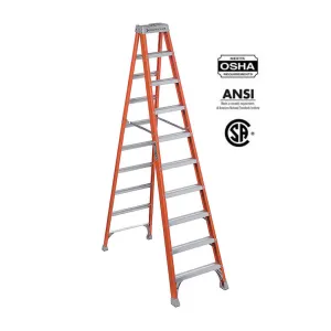 LOUISVILLE FS1510 Series Fiberglass Step Ladder 10' with 300 lb. Load Capacity Type IA Duty Rating