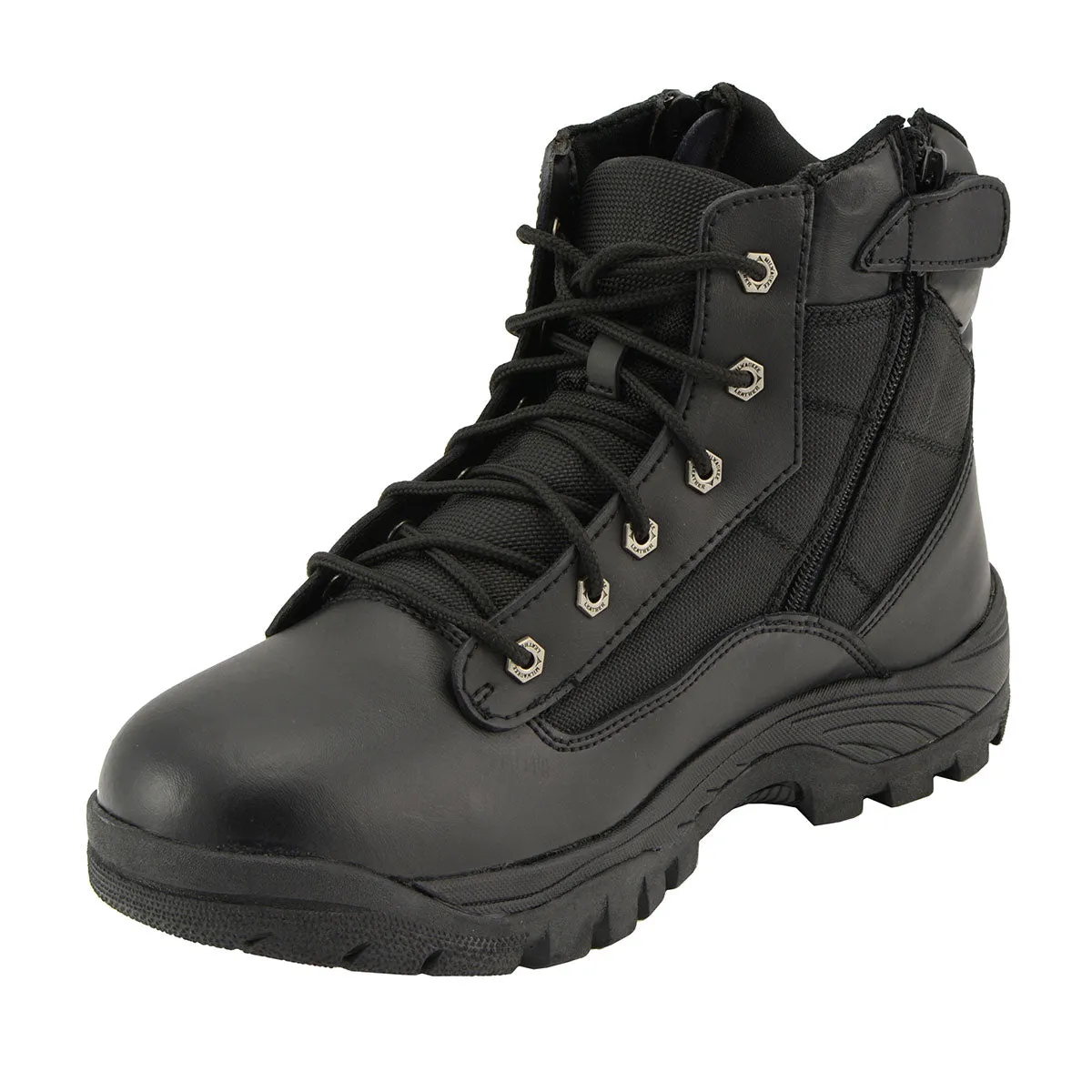 Milwaukee Leather MBM9011 Men's 6-inch Black Leather Swat Style-Tactical Lace-Up Biker Boots w/ Side Zippers