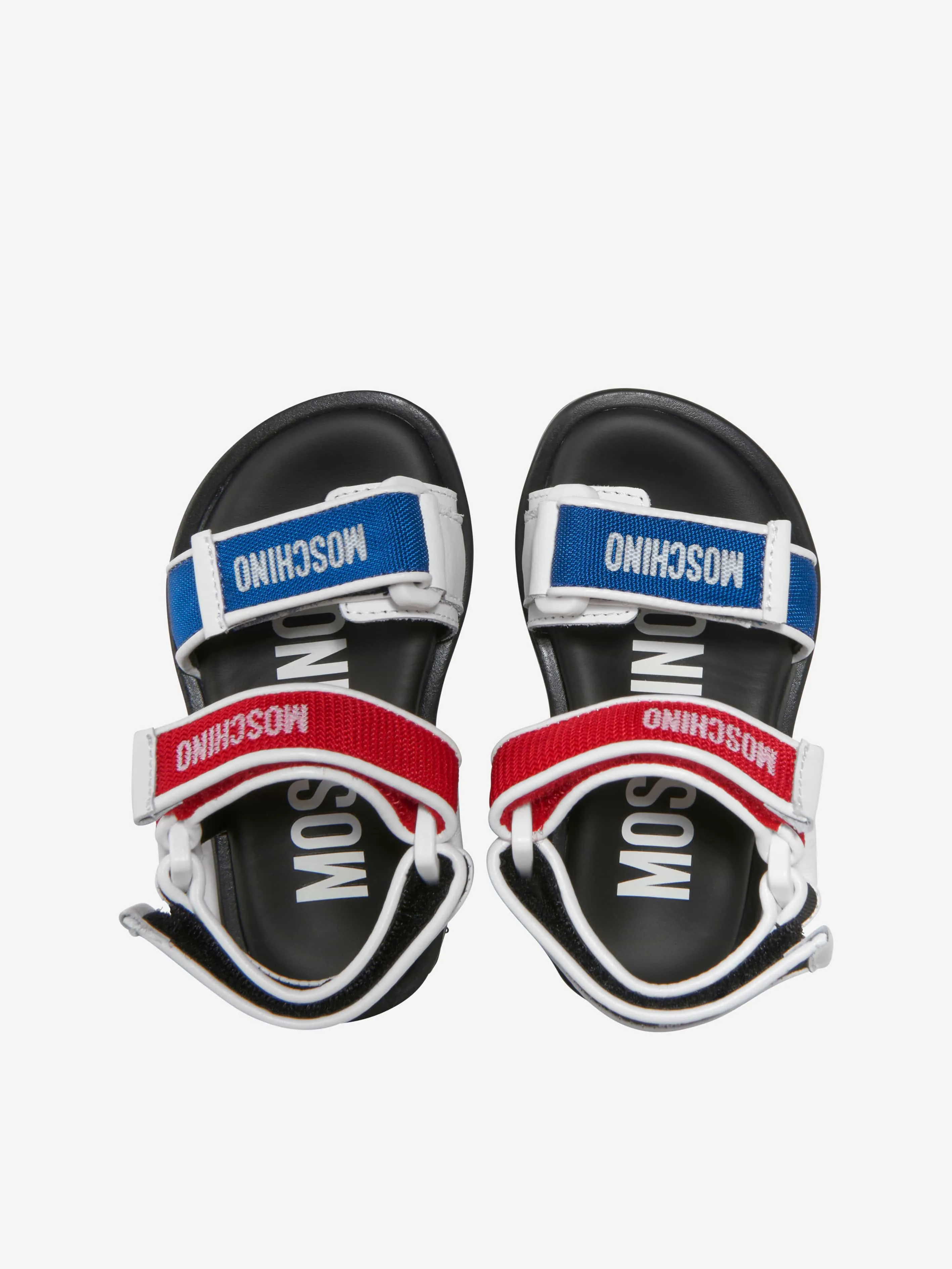 Moschino Boys Triple Strap Logo Print Sandals