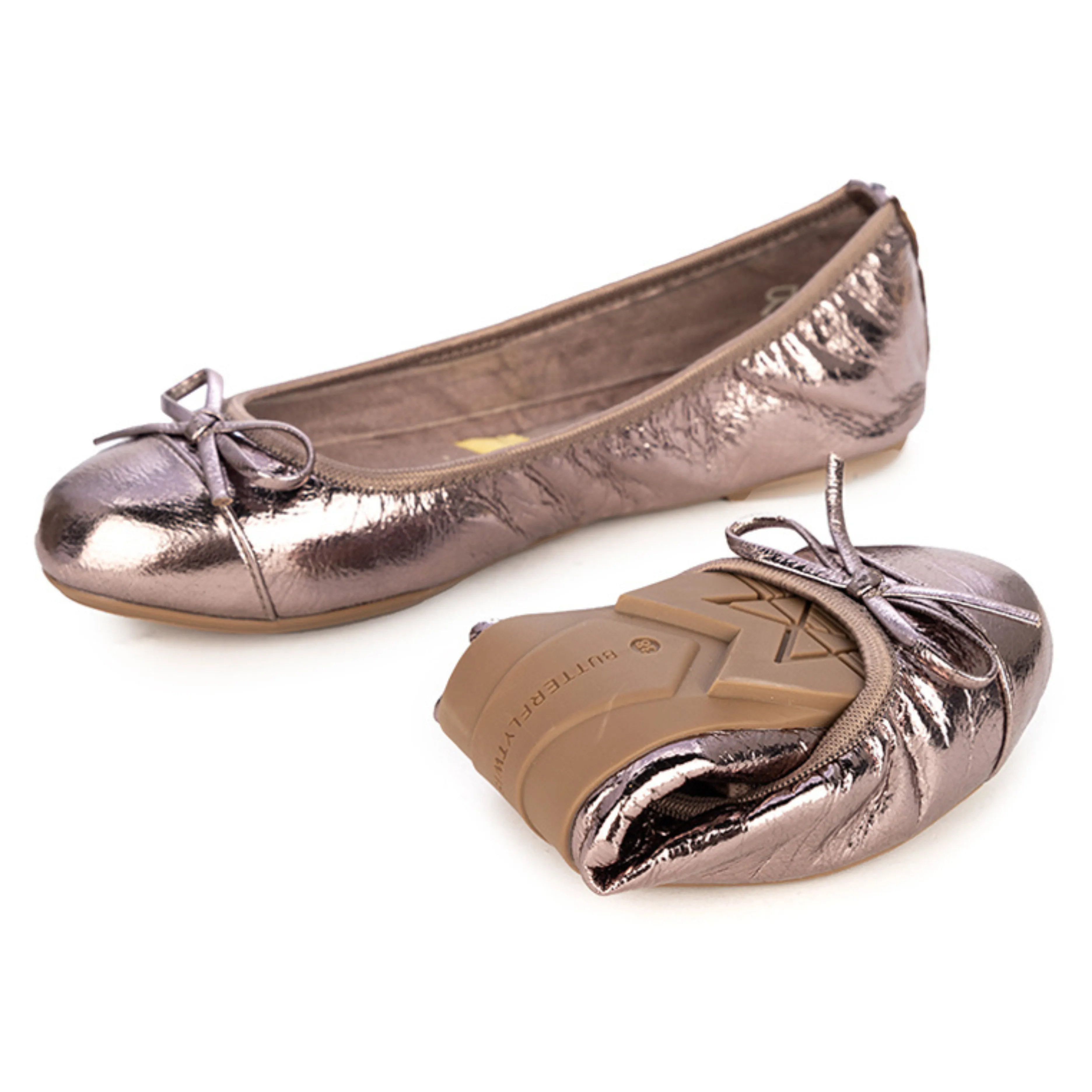 OLIVIA Ballet Flat Shoes - Pewter Metallic